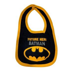 Future Hero Black Gold Baby Infant One Size Drool Bib Feeding Batman